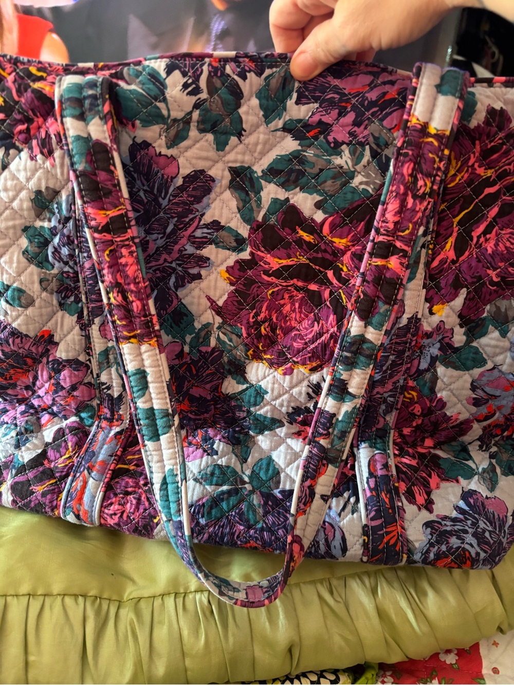 Vera Bradley Quilted Floral Tote in Plum, Pink, Teal - Picture 5 of 6
